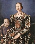 BRONZINO, Agnolo Eleonora of Toledo with her son Giovanni de- Medici Spain oil painting artist